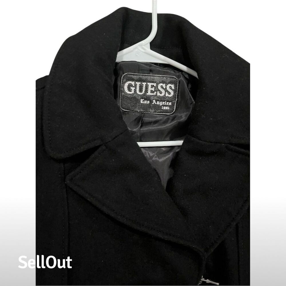 Guess Women's Black Belted Trench Coat Size L Long Sleeve - Picture 3 of 4